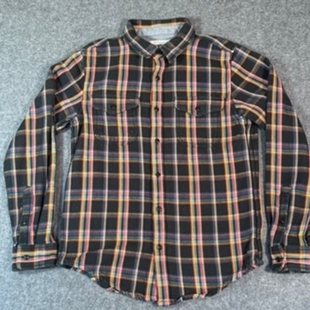OUTERKNOWN Mens‎ Plaid Flannel Blanket Shirt Long Sleeve Organic Cotton Casual S